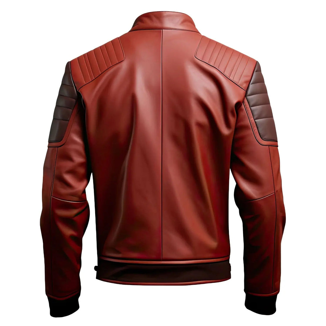 Men's Genuine Sheepskin Quilted Winter Leather Jacket, Maroon Brown, Lightweight, Soft, Rider Style Hide Crafts