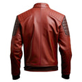 Men's Genuine Sheepskin Quilted Winter Leather Jacket, Maroon Brown, Lightweight, Soft, Rider Style Hide Crafts