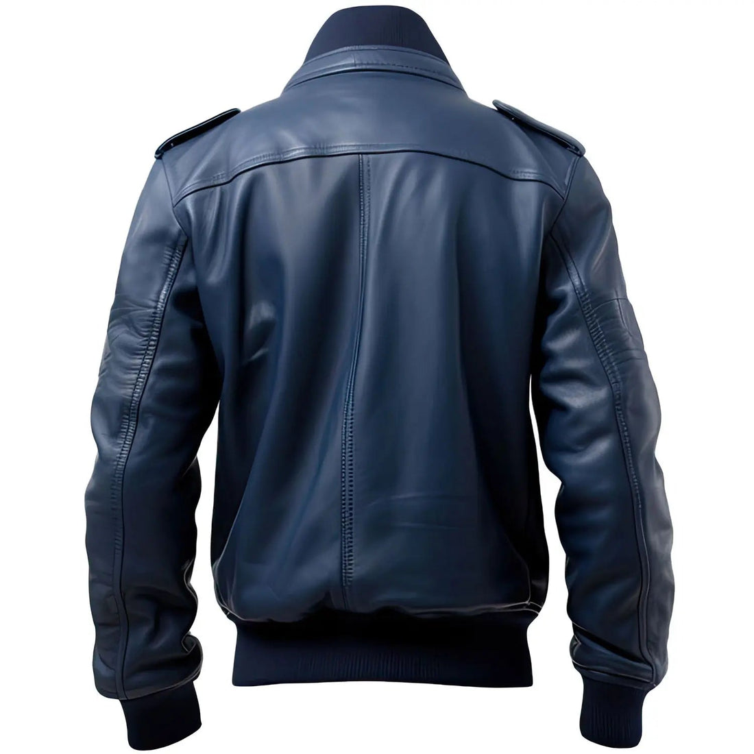 Men’s Navy Blue Genuine Sheepskin Stylish Baseball Zip-up Sporty Bomber Leather Jacket Hide Crafts