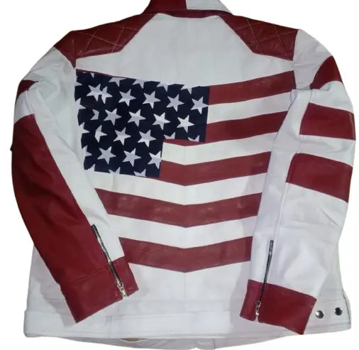 Men's Real Leather Jackets USA Flag Inspired Hide Crafts