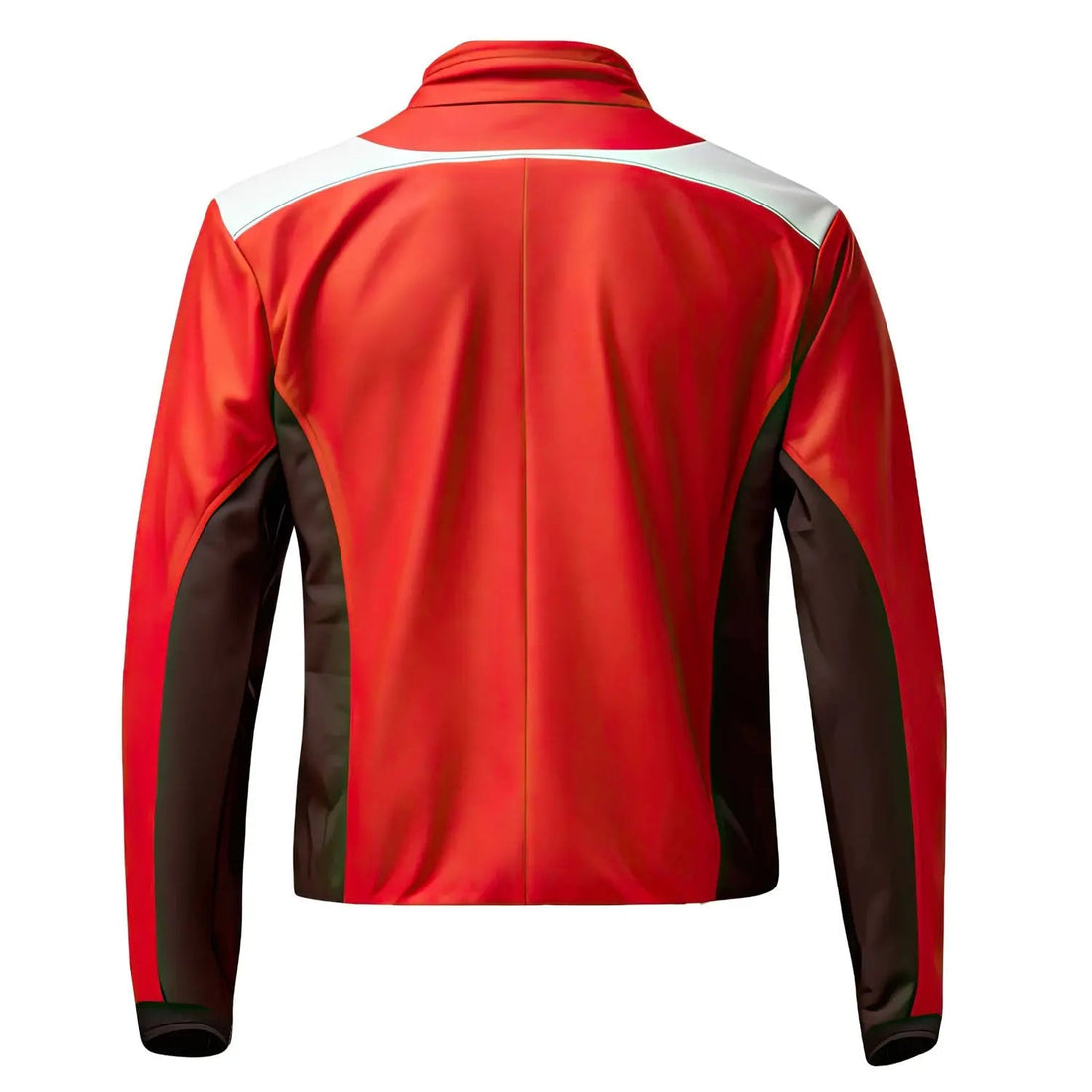 Men's Red Black Genuine Sheepskin Leather Jacket, Lightweight, Casual Slim-fit, Biker Racer Style Hide Crafts