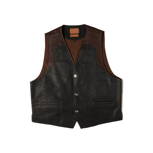 Black Brown Cowhide Leather Vest