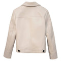 Women's Beige/ Creame Genuine Sheepskin New York Biker Leather Jacket, Motorcycle Sporty, Single Breasted Style Hide Crafts