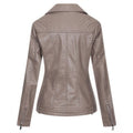 Women's Leather Biker Coat with Zipper and Pockets (Light Purple, Lavender) Hide Crafts