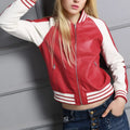 Women's Real Sheepskin Leather Varsity Jacket ll Rib Knit Collar and Cuffs Hide Crafts