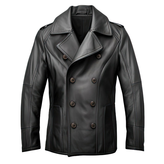 Men's Black Genuine Sheepskin Double Breasted Stylish Winter Coat for Men, Lapel Collar, Winter, Office Outfit - Hide Crafts
