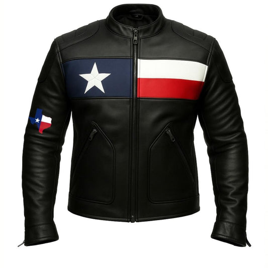 Men & Women Texas Flag Genuine Sheepskin Leather Biker Jacket Free Shipping