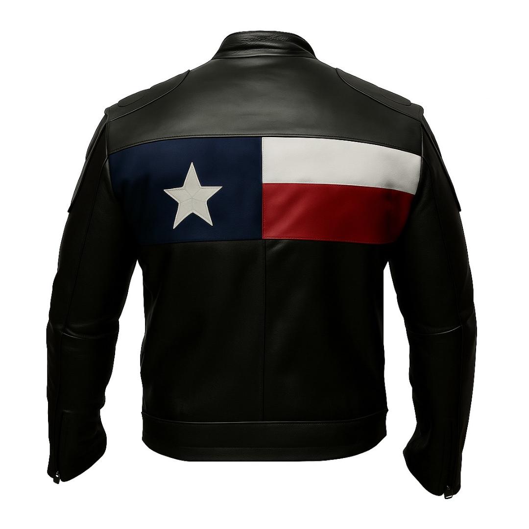 Men & Women Texas Flag Genuine Sheepskin Leather Biker Jacket